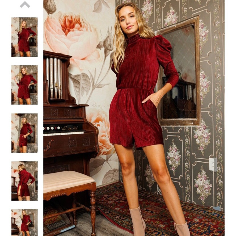 Ces Femme NEW Velvety Burgundy Romper